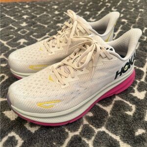 Hoka Women's Cream and Yellow Athletic Shoes